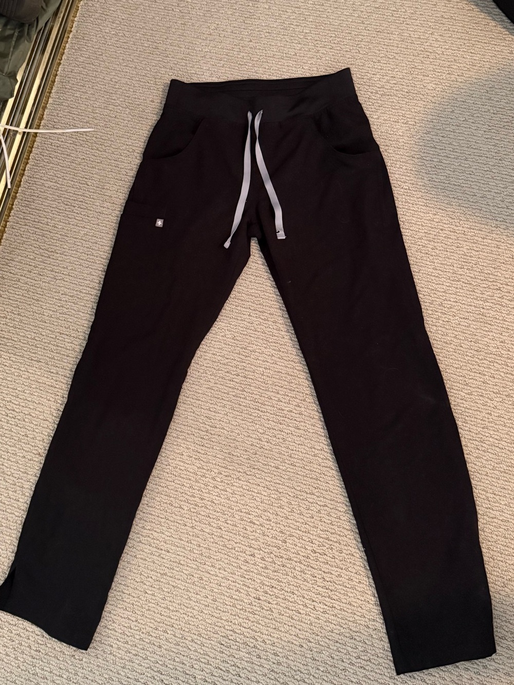 Figs Black scrub pants with Gray Drawstring